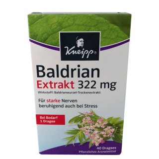 Kneipp Baldrian Extrakt 322mg für starke Nerven (40 Dragees)
