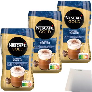 Nescafe Typ Cappuccino weniger Süß Instantkaffee 3er Pack (3x250g Dose) + usy Block