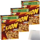 Nestle Lion Cereals Karamellschoko Cornflakes 41% Vollkorn 3er Pack (3x400g Packung) + usy Block