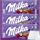 Milka Trauben-Nuss Alpenmilch-Schokolade mit Rosinen und Haselnüssen 3er Pack (3x100g Tafel) + usy Block