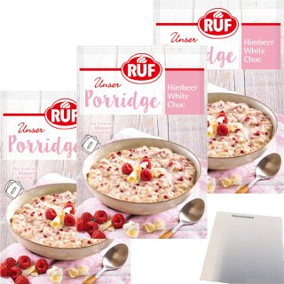RUF Porridge Himbeer White Choc, fruchtiges, gesundes Frühstück mit gefriergetrockneten Himbeerstückchen, im praktischen Portionsbeutel, 1 x 65g Beutel
