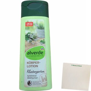 alverde Körperlotion Klostergarten Apfelminze Waldthymian (250ml Flasche) + usy Block