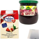 Kühne Rote Kirsch Grütze (1x375g) Glas + Dessert-Sauce mit Vanillegeschmack (1x500ml Pack) + usy Block