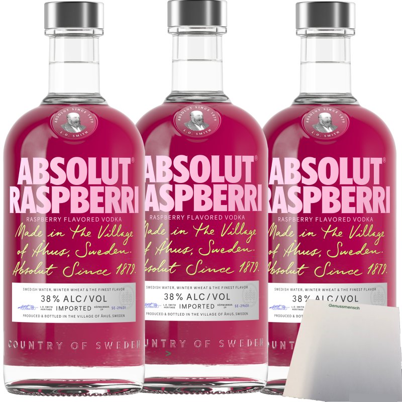 Absolut Vodka Raspberry 38 vol. Aromatisierter Wodka mit Himbeerarom