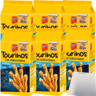 De Beukelaer Tourinos Meersalz und Pfeffer feine Gebäckstangen 6er Pack (6x125g Packung) + usy Block
