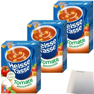 Heisse Tasse Tomate-Mozzarellasuppe 3er Pack (9 Beutel a 17,8g) + usy Block