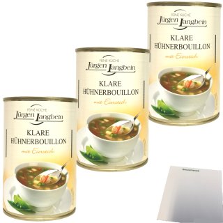Jürgen Langbein Klare Hühnerbouillon 3er Pack (3x400ml Dose) + usy Block