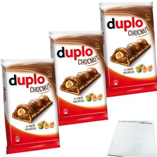 Ferrero Duplo Chocnut mit ganzen Haselnüssen 3er Pack (3x130g Packung) + usy Block
