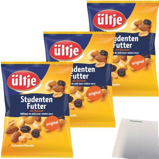 Ültje Studentenfutter mit Rosinen das original 3er Pack (3x200g Beutel) + usy Block