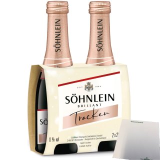 Söhnlein Brillant Sekt trocken Piccolo 11%vol. 1er Pack (2x0,2L Flasche) + usy Block