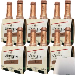 Söhnlein Brillant Sekt trocken Piccolo 11%vol. 6er Pack (12x0,2L Flasche) + usy Block
