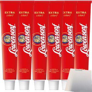 Löwensenf Extra scharf Senf 6er Pack (6x100ml Tube) + usy Block