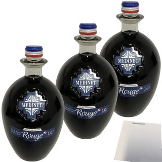Medinet Rouge Rotwein halbtrocken rot vollmundig fruchtig 12%vol. 3er Pack (3x0,75 Liter Flasche) + usy Block