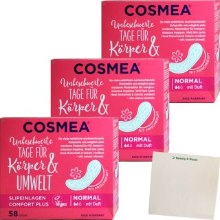 Cosmea Comfort Slipeinlagen normal mit Frischeduft luftdurchlässig 3er Pack (3x58 Stück) + usy Block