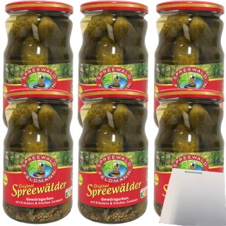 Spreewald Feldmann Original Spreewald Gewürzgurken 6er Pack (6x360g Glas) + usy Block