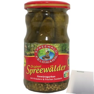 Spreewald Feldmann Original Spreewald Gewürzgurken 1er Pack (1x185g Glas) + usy Block