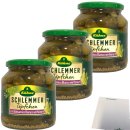 Kühne Schlemmertöpfchen Mild-Würzige extra knackige Cornichons mit Balsamico Bianco verfeinert 3er Pack (3x300g Glas) + usy Block