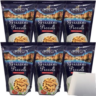 Leverno Grissini Piccoli Tomate & Basilikum 6er Pack (6x100g Packung) + usy Block