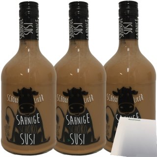 Sahnige Schoko Susi Schokoladiger Sahnelikör 15% 3er Pack (3x0,7 Liter) + usy Block