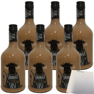 Sahnige Schoko Susi Schokoladiger Sahnelikör 15% 6er Pack (6x0,7 Liter) + usy Block