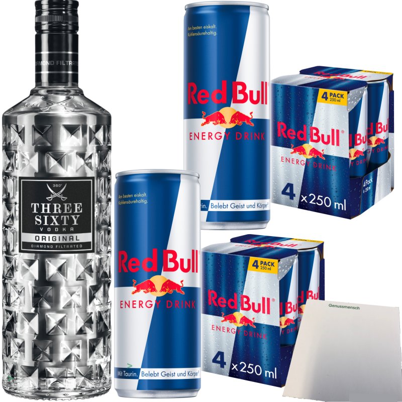 Red Bull 8x0,25 Liter Dose DPG & 0,7 Liter Tree Sixty Vodka 37,5 vol