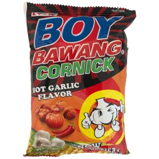 Boy Bawang Fritierter Mais mit Knoblauch SCHARF (100g Beutel) MHD 10.03.2023
