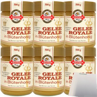 Bihophar Gelee Royale in Blütenhonig 6er Pack (6x500g Glas) + usy Block