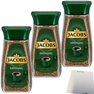 Jacobs Krönung löslicher Kaffee Instantkaffee 3er Pack (3x200g Glas) + usy Block