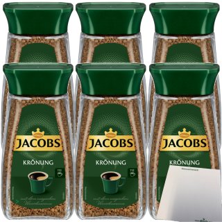 Jacobs Krönung löslicher Kaffee Instantkaffee 6er Pack (6x200g Glas) + usy Block