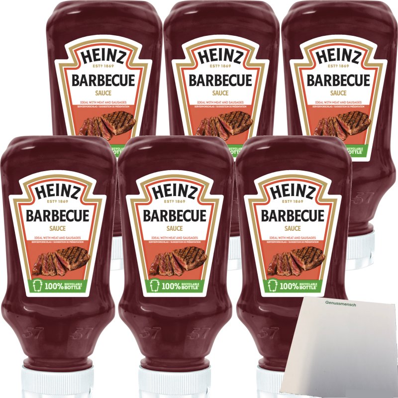 Heinz Barbecue Sauce 6er Pack (6x220ml Flasche) + usy Block
