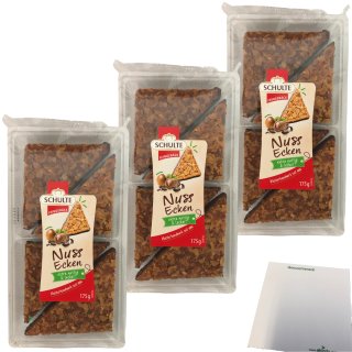 Schulte Nussecken extra nussig & lecker mit Zartbitterschokolade 3er Pack (3x175g Packung) + usy Block