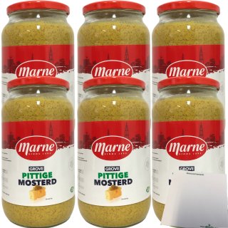 Marne Grove Mosterd pittig grober Senf würzig 6er Pack (6x1000g Glas) + usy Block