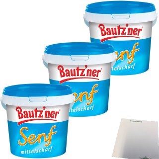 Bautzner Senf mittelscharf 3er Pack (3x1kg Eimer) + usy Block