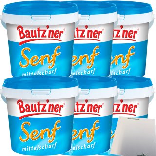 Bautzner Senf mittelscharf 6er Pack (6x1kg Eimer) + usy Block