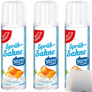 Gut&Günstig Sprühsahne leicht 21% Fett 3er Pack (3x250ml Dose) + usy Block