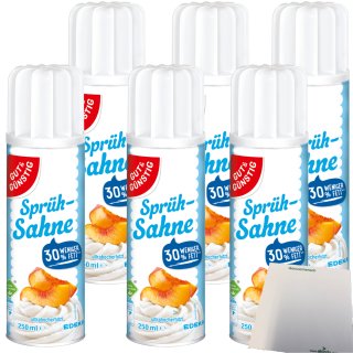 Gut&Günstig Sprühsahne leicht 21% Fett 6er Pack (6x250ml Dose) + usy Block