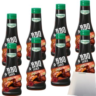 Develey Rauchig-würzige BBQ Sauce 8er Pack (8x250ml Flasche) + usy Block