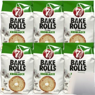 7Days Bake Rolls Knoblauch Brotchips 6er Pack (6x250g Beutel) + usy Block