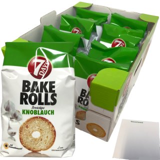 7Days Bake Rolls Knoblauch Brotchips 8er Pack (8x250g Beutel) + usy Block
