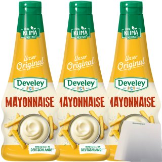 Develey Mayonnaise unser Original 3er Pack (3x500ml Flasche) + usy Block