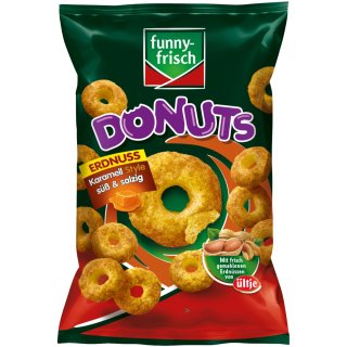 Funny-Frisch Erdnuss Donuts Karamell Style süß & salzig 110g MHD 01.05.2023 Restposten