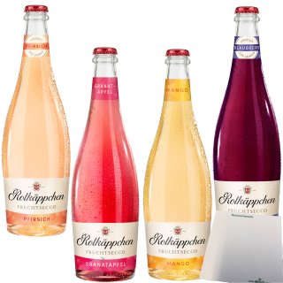 Rotkäppchen Fruchtsecco Pfirsich Mango Granatapfel Blaubeere 8% vol. 1x750ml Flasche je Sorte + usy Block