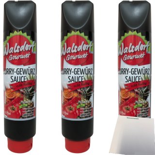 Walsdorf Gourmet Curry Gewürz Sauce 3er Pack (3x875ml Tube) + usy Block
