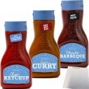 Curtice Brothers 100% Natural Test Box Ketchup Barbeque Golden Curry Sauce Squeeze Flaschen (420ml je Flasche) + usy Block