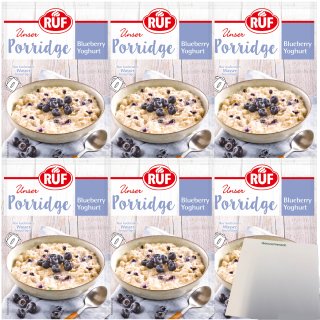 RUF Porridge Blueberry Yoghurt 6er Pack (6x65g Beutel) + usy Block