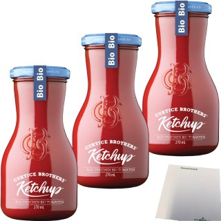 Curtice Brothers Bio Ketchup 3er Pack (3x270ml Flasche) + usy Block