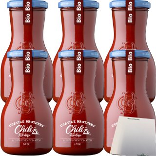 Curtice Brothers Bio Chili Ketchup 6er Pack (6x270ml Flasche) + usy Block