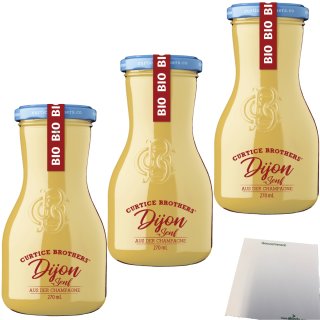 Curtice Brothers Bio Dijon Senf 3er Pack (3x270ml Flasche) + usy Block
