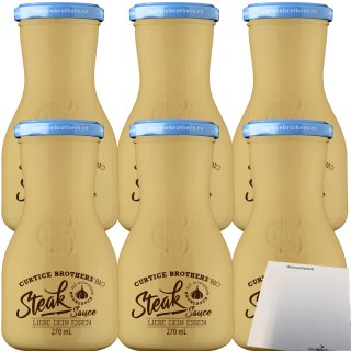 Curtice Brothers Bio Steak Sauce mit Schwarzem Knoblauch 6er Pack (6x270ml Flasche) + usy Block