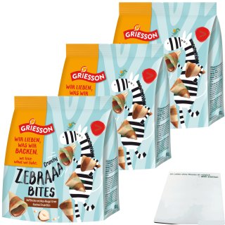 Griesson Zebraaa Bites knusperleichte Waffelröllchen 3er Pack (3x90g Beutel) + usy Block